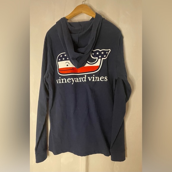 Vineyard Vines Hoodie Long Sleeved Shirt cotton Red White Blue navy medium NWT - Picture 1 of 8
